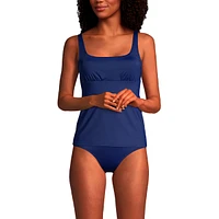 Lands' End Women's Mastectomy Square Neck Tankini Swimsuit Top Adjustable Straps