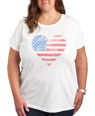 Air Waves Trendy Plus Heart Flag Graphic T-shirt