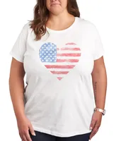 Hybrid Apparel Trendy Plus Heart Americana Flag Graphic T-shirt