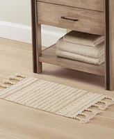 Lucky Brand Overtufted Cotton Fringe Bath Rug, 17" x 32"