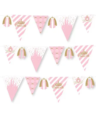 Little Princess Crown Baby Shower or Birthday Party Triangle Banner 30 Pc