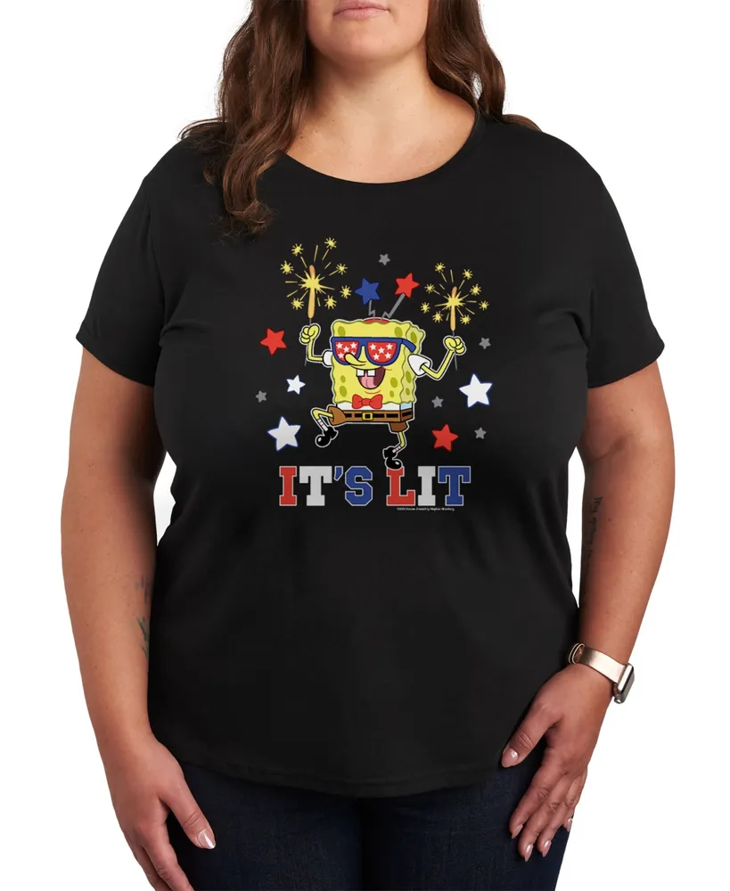Hybrid Apparel Trendy Plus Size SpongeBob SquarePants 4th of July Graphic T-Shirt