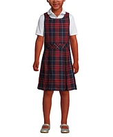 Lands' End Child School Uniform Girls Plus Plaid Jumper Dress Top of Knee