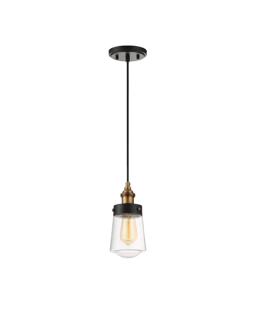 Savoy House Macauley 1-Light Mini-Pendant in Vintage Black with Warm Brass