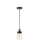 Savoy House Macauley 1-Light Mini-Pendant in Vintage Black with Warm Brass