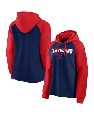 Women's Fanatics Navy and Red Cleveland Guardians Recharged Raglan Pullover Hoodie