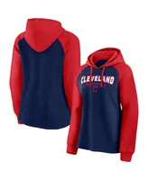 Women's Fanatics Navy and Red Cleveland Guardians Recharged Raglan Pullover Hoodie