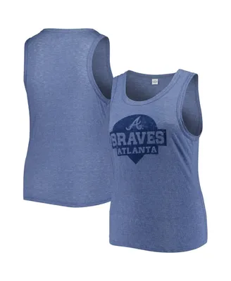 Women's Soft As A Grape Navy Atlanta Braves Plus High Neck Tri-Blend Tank Top