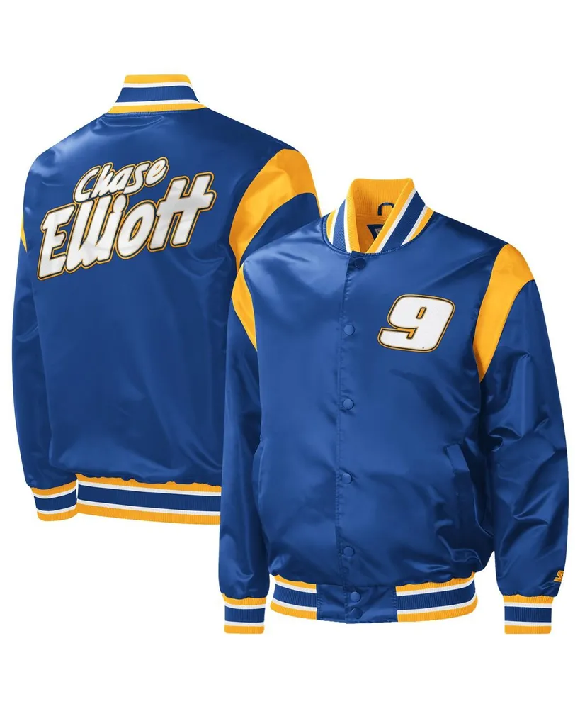 Men's Starter Royal Golden State Warriors Force Play Satin Full-Snap  Varsity Jacket