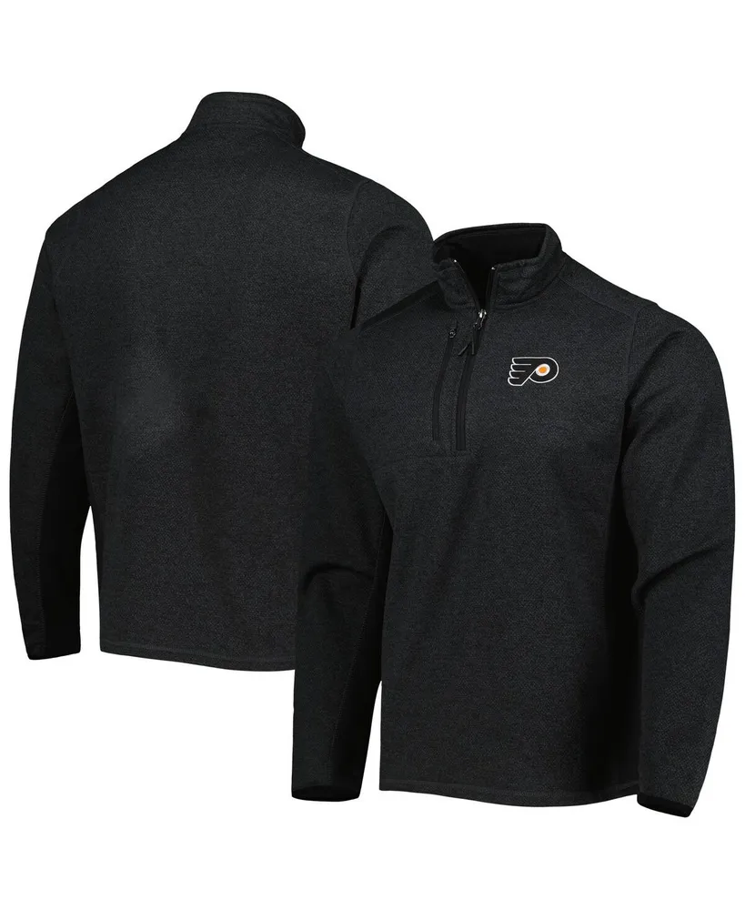 Men's Antigua Heathered Black Philadelphia Flyers Course Quarter-Zip Jacket