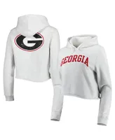 Women's League Collegiate Wear Ash Georgia Bulldogs 2-Hit 1636 Cropped Pullover Hoodie