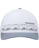 Men's Travis Mathew White and Gray Drone Footage Snapback Hat