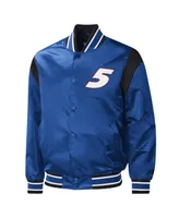 Men's Starter Royal Kyle Larson Force Play Full-Snap Varsity Jacket