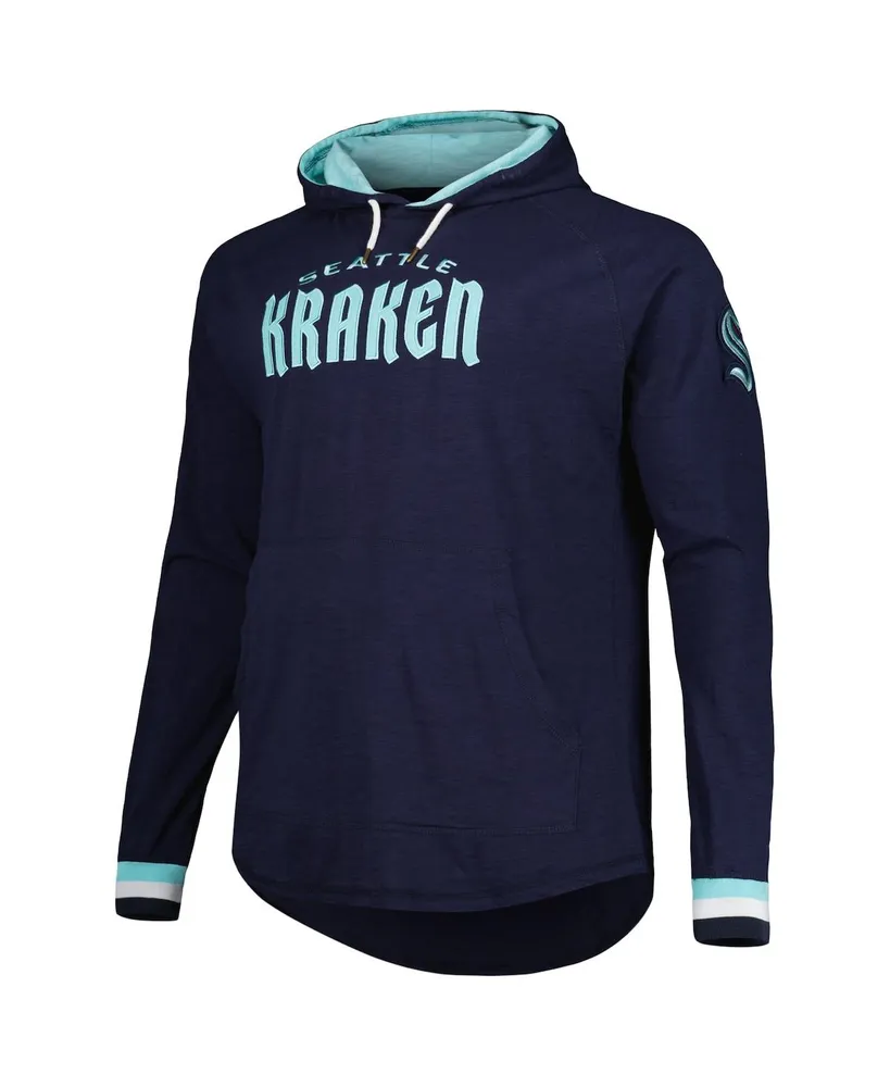 Men's Mitchell & Ness Deep Sea Blue Seattle Kraken Big and Tall Legendary Raglan Pullover Hoodie