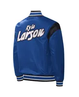 Men's Starter Royal Kyle Larson Force Play Full-Snap Varsity Jacket