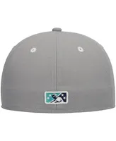 Men's New Era Gray Lynchburg Hillcats Authentic Collection Road 59FIFTY Fitted Hat