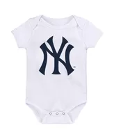 Newborn and Infant Boys and Girls Heather Gray, Navy, White New York Yankees Minor League Player Three-Pack Bodysuit Set