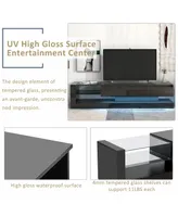 Simplie Fun Tv Stand With Two Media Storage Cabinets Modern High Gloss Entertainment Center