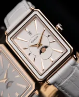 Balmain Women's Swiss Eirini Moonphase White Leather Strap Watch 28x37mm