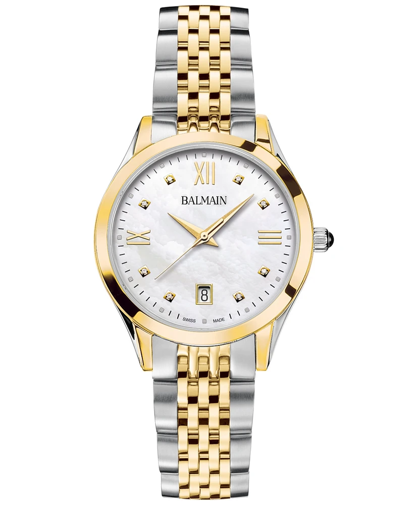 Balmain Women's Swiss Classic R Diamond Accent Two-Tone Stainless Steel Bracelet Watch 34mm