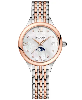 Balmain Women's Swiss Balmain de Balmain Moonphase Diamond Accent Two-Tone Stainless Steel Bracelet Watch 31mm