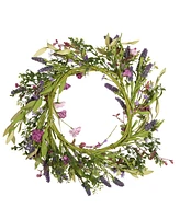 Vickerman 24" Artificial Purple Lilac Wild Flower Wreath