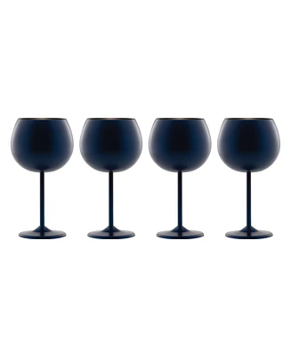 Cambridge 12 Oz Navy Stainless Steel Red Wine Glasses, Set of 4