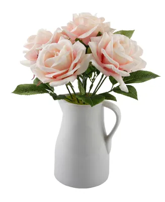 Flora Bunda 12.5" H Roses in Ceramic Water Pot