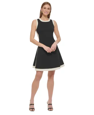 Dkny Petite Sleeveless Contrast-Trimmed Dress