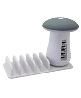 Trexonic 12A 5-Port Usb Charging Station with 5 Device Slots and Power Button, White