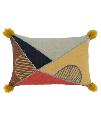 Saro Lifestyle Geometric Embroidered Decorative Pillow, 16" x 24"