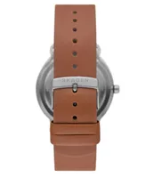 Skagen Men's Three-Hand Quartz Riis Medium Brown Leather Watch 40mm