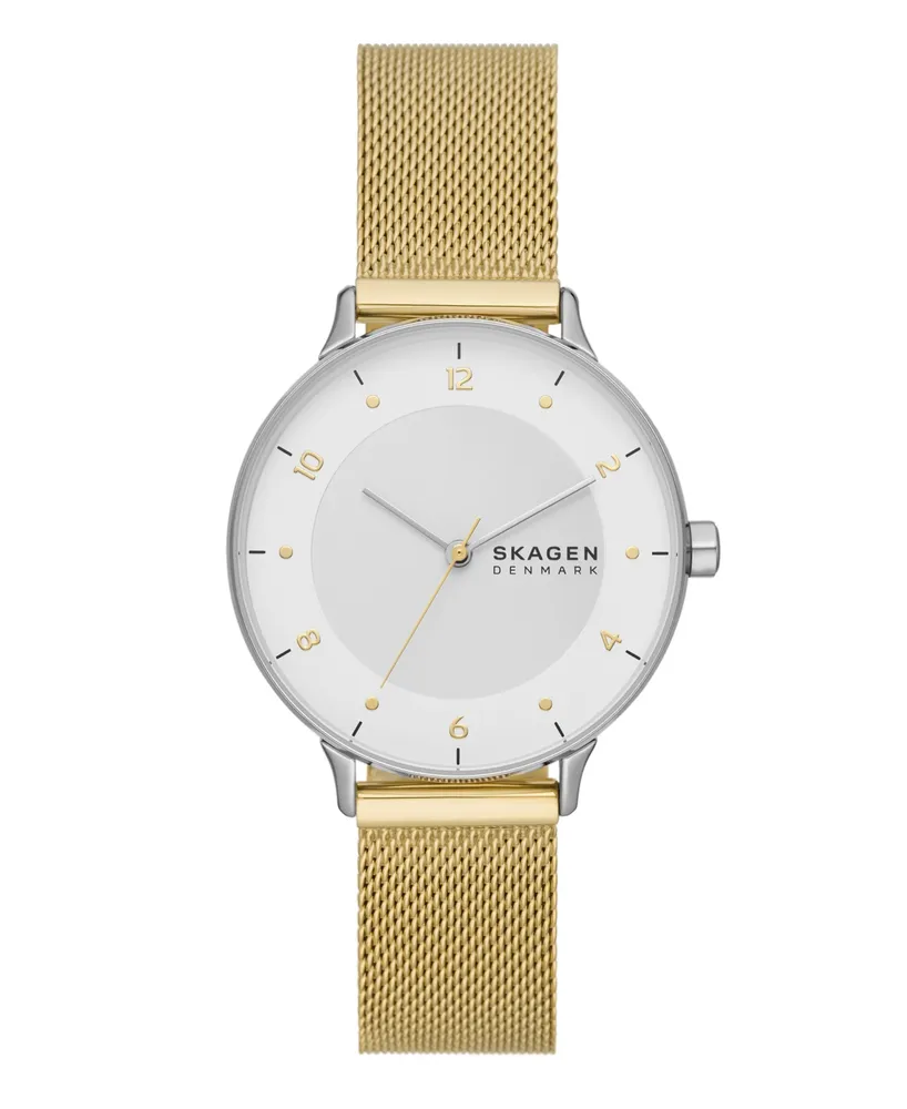 Skagen Women's Three-Hand Quartz Riis Gold-Tone Stainless Steel Mesh Watch 36mm