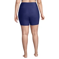 Lands' End Plus High Waisted 6" Bike Swim Shorts with Upf 50 Sun Protection