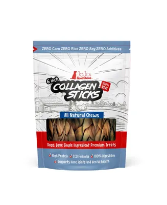 6" Braided Collagen Sticks - All Natural Dog Treats - Thick (4-Pack)