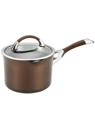 Circulon Symmetry Hard-Anodized Nonstick Induction Straining Sauce Pan with Lid, 3.5-Quart, Chocolate