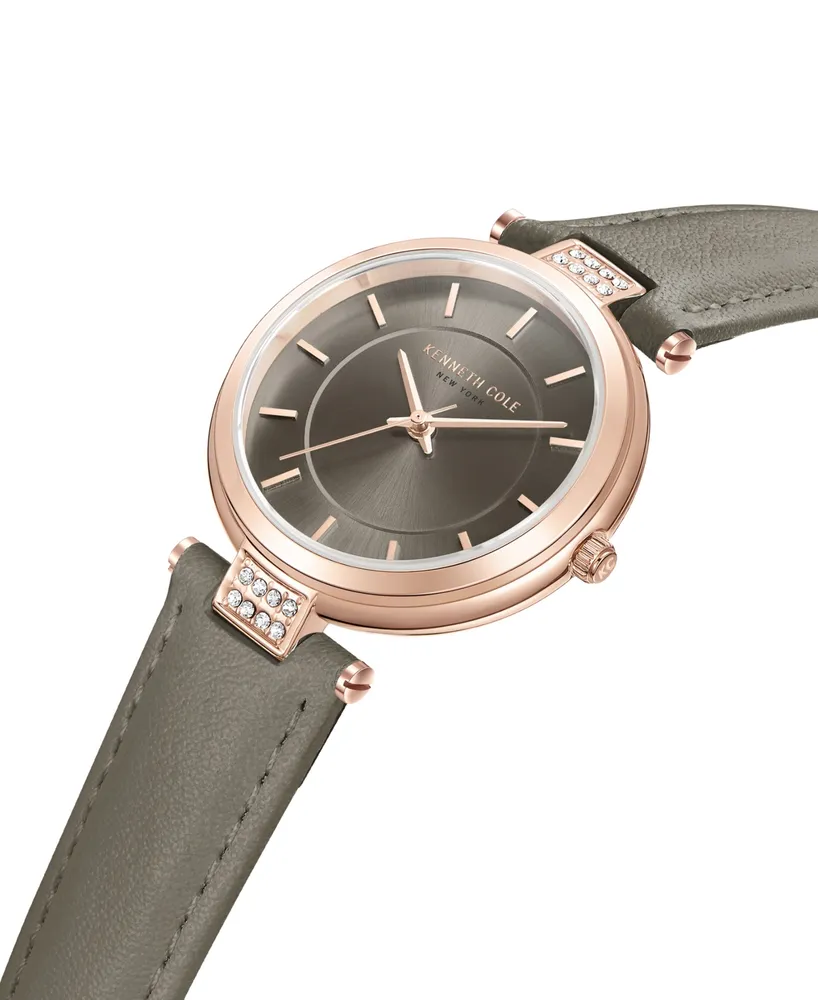 Kenneth Cole New York Women's Quartz Classic Gray Genuine Leather Watch 34mm