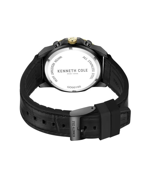 Kenneth Cole New York Men's Chronograph Dress Sport Black Genuine Leather  Silicone Watch 45mm | Hawthorn Mall