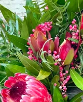 GreenishBlu Fresh Real Bayleaf, Pepperberry and Pink Ice Proteas Spring Wreath