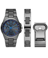 Folio Men's Three Hand Gunmetal 43mm Watch, Bracelet and Bottle Opener Gift Set, 3 Pieces