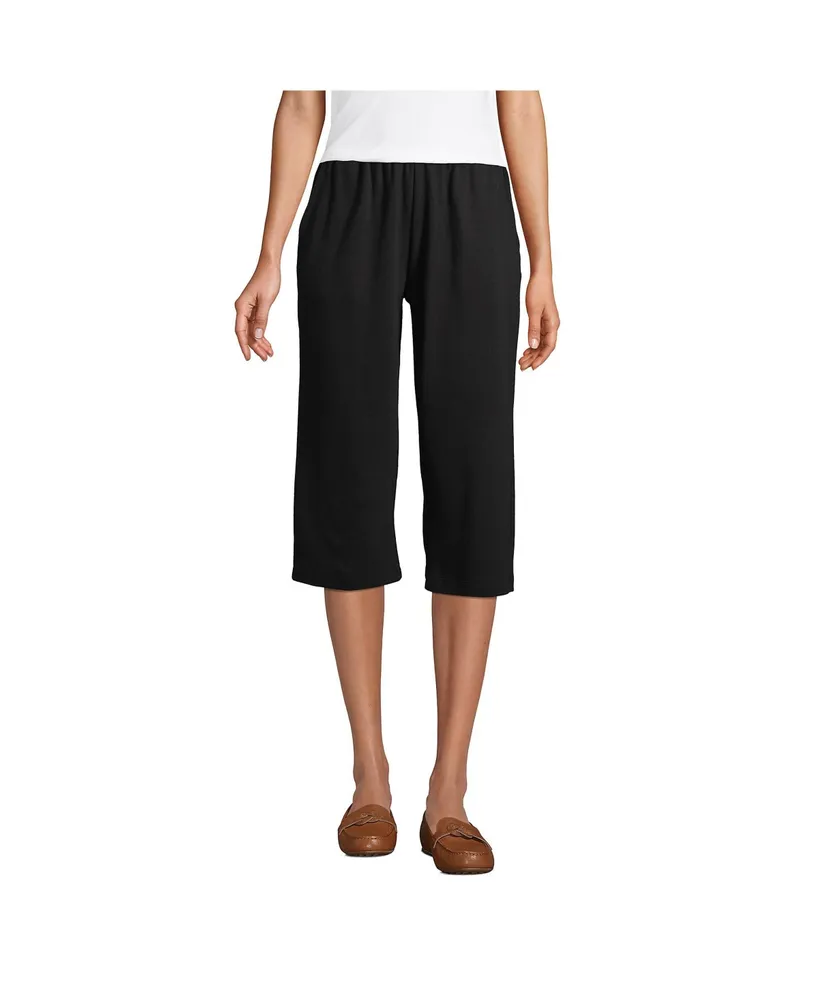 Lands' End Women's Petite Sport Knit High Rise Elastic Waist Pull On Capri  Pants