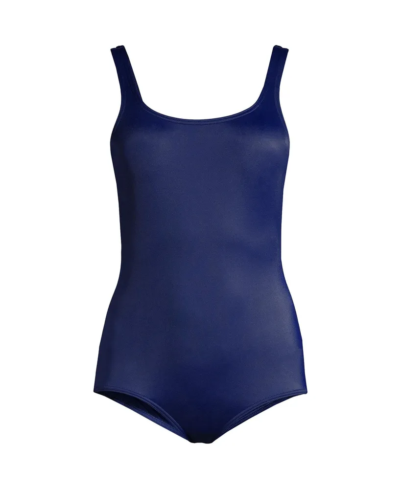 Lands' End Plus Long Scoop Neck Soft Cup Tugless Sporty One Piece