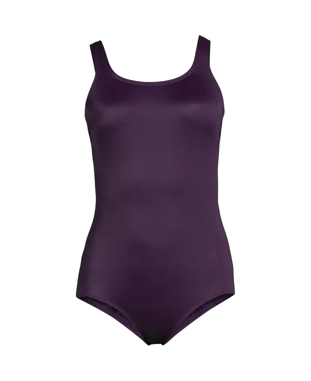 Lands' End Plus Long Scoop Neck Soft Cup Tugless Sporty One Piece