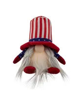 6.75" Lighted Americana Girl 4th of July Patriotic Gnome