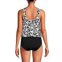 Lands' End Women's V-neck One Piece Fauxkini Swimsuit Faux Tankini Top