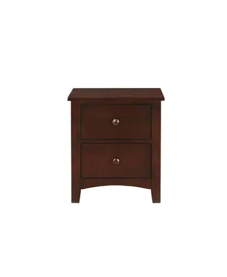 Simplie Fun Dark Oak Finish Nightstand 2-Drawers Pine Veneer Mdf Wooden 1 Piece Modern Nightstand