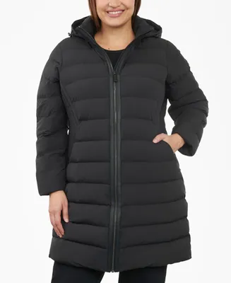 Michael Kors Women's Plus Hooded Faux-Leather-Trim Puffer Coat