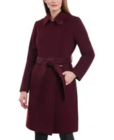 Michael Kors Women's Petite Belted Notched-Collar Wrap Coat
