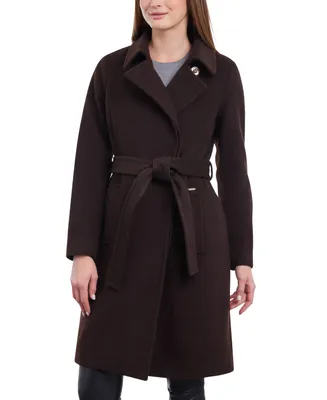 Michael Michael Kors Women's Petite Belted Notched-Collar Wrap Coat