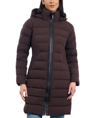 Michael Kors Women's Hooded Faux-Leather-Trim Puffer Coat